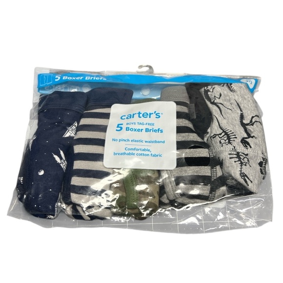 Carter's Boys Boxer Briefs Tagless 5-Pack Blue and Gray 2T-3T - Picture 6 of 8